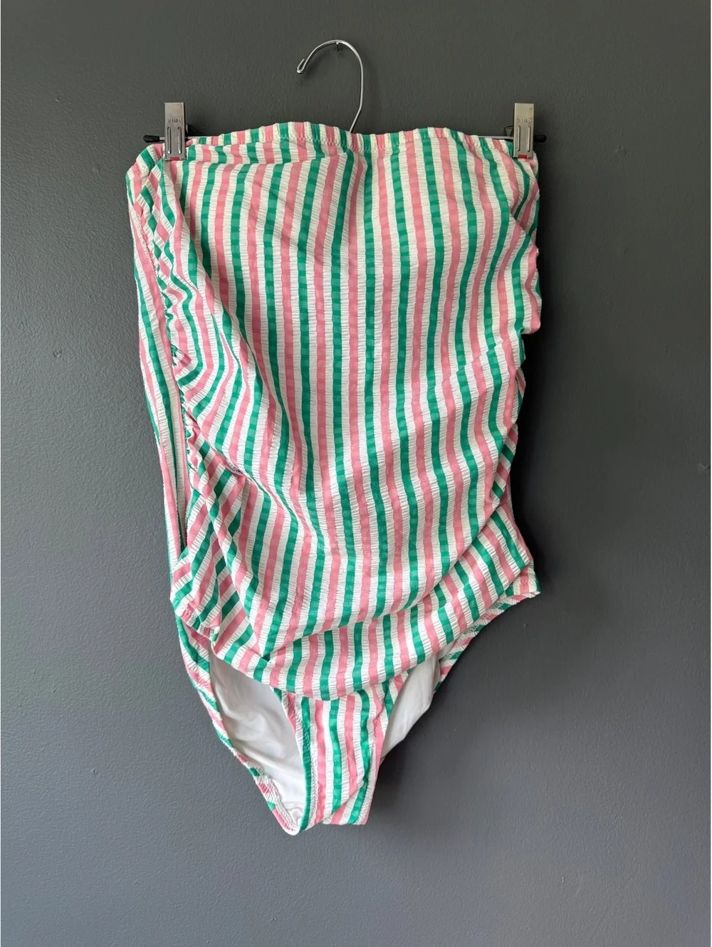 J.Crew Women's One Piece Swimsuit Size 6 Pink Green White Striped